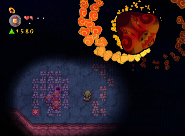 The Legend of Zelda: Four Swords Adventures screenshot: pixel art, three-quarter, colored outlines, baked lighting (environment, combat)