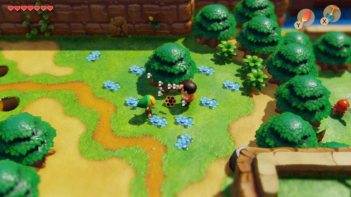 The Legend of Zelda: Link's Awakening (Nintendo Switch) screenshot: stylized 3d, diorama, three-quarter, side-scrolling, no outlines, soft gradient (environment, character)