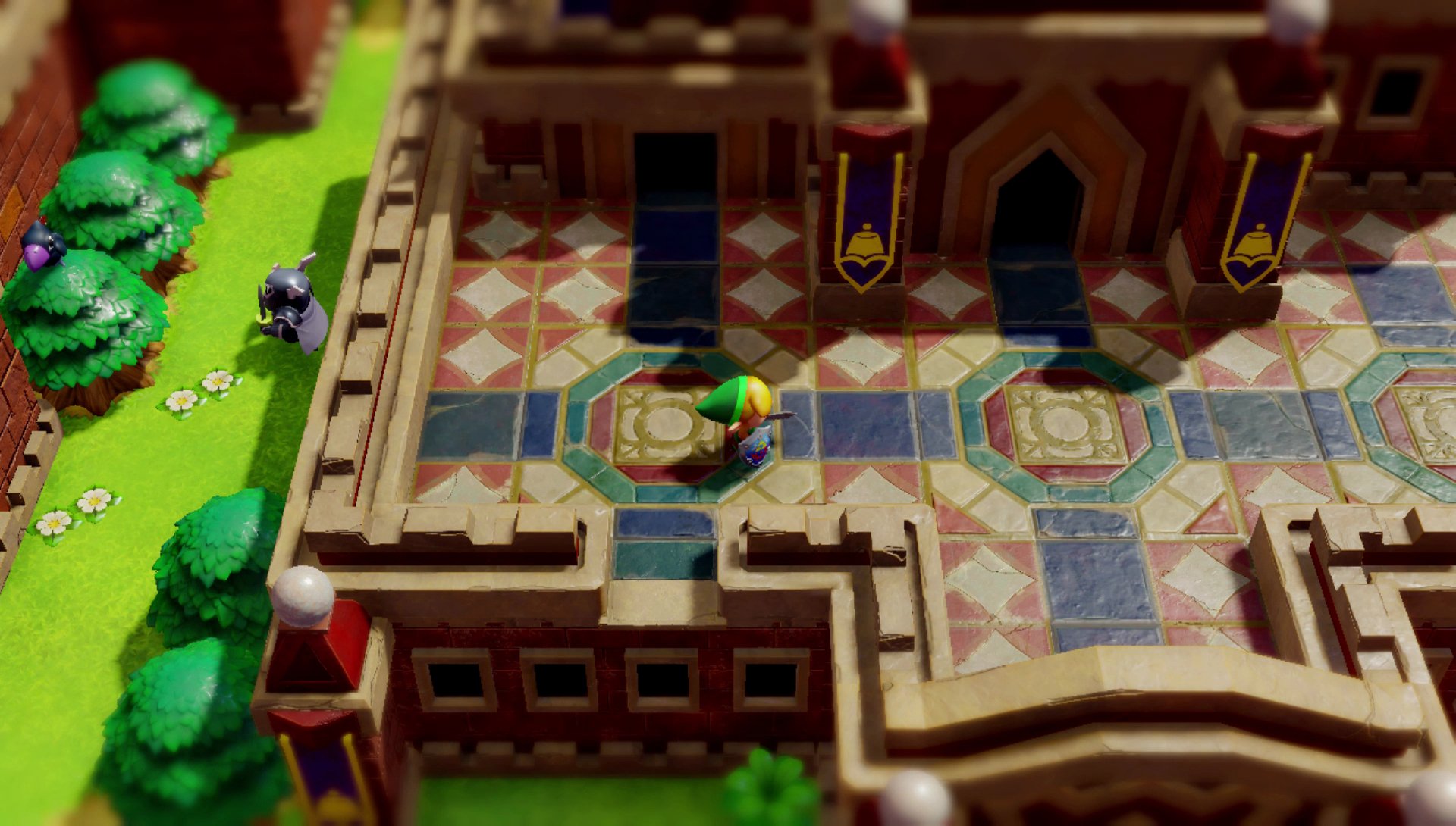 The Legend of Zelda: Link's Awakening (Nintendo Switch) screenshot: stylized 3d, diorama, three-quarter, side-scrolling, no outlines, soft gradient (environment)