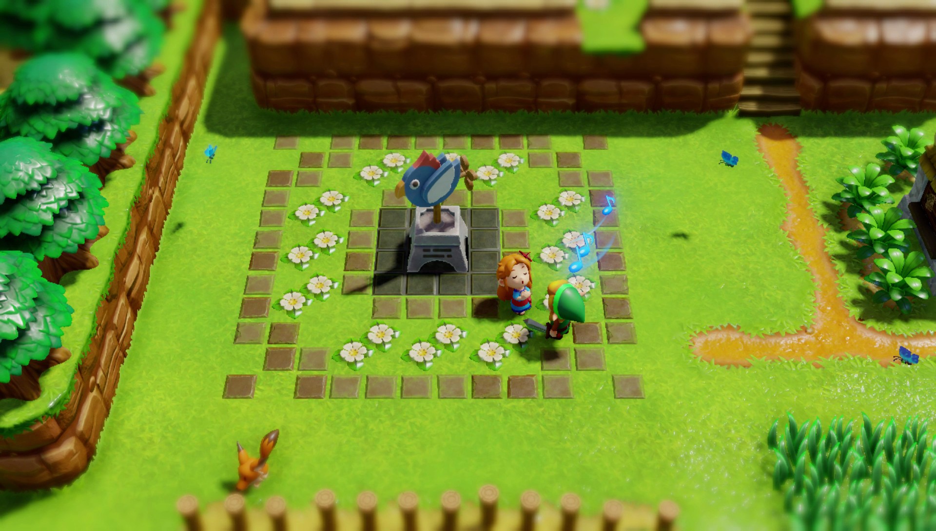 The Legend of Zelda: Link's Awakening (Nintendo Switch) screenshot: stylized 3d, diorama, three-quarter, side-scrolling, no outlines, soft gradient (environment, character)