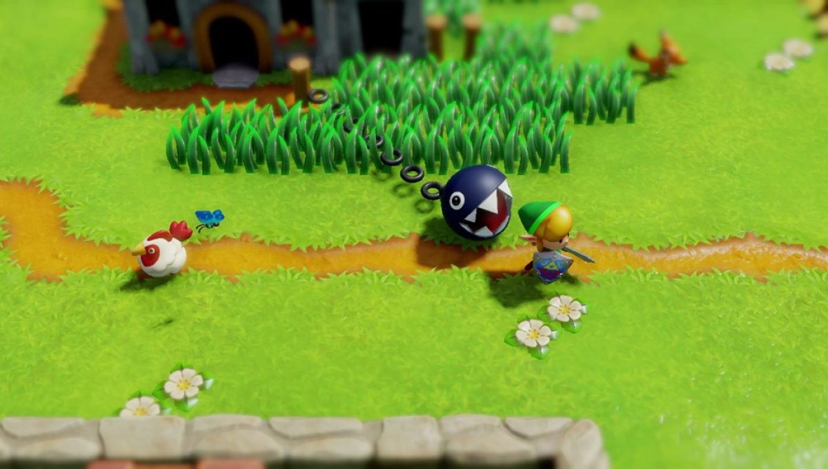 The Legend of Zelda: Link's Awakening (Nintendo Switch) screenshot: stylized 3d, diorama, three-quarter, side-scrolling, no outlines, soft gradient (environment, character)