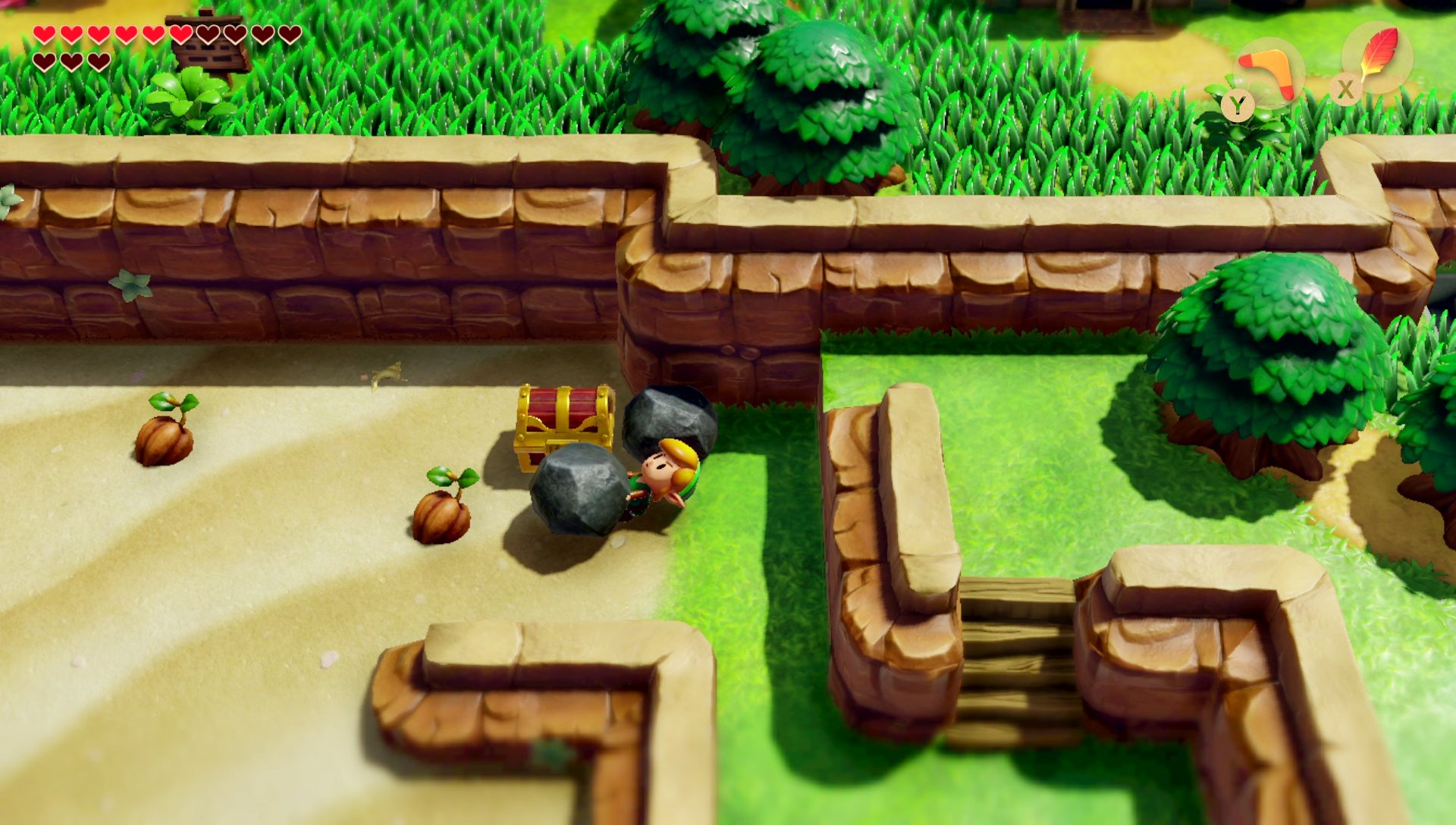 The Legend of Zelda: Link's Awakening (Nintendo Switch) screenshot: stylized 3d, diorama, three-quarter, side-scrolling, no outlines, soft gradient (environment)