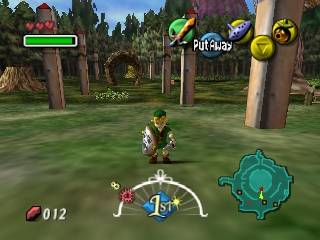 The Legend of Zelda: Majora's Mask screenshot: low-poly, third-person, no outlines, soft gradient (environment, character)