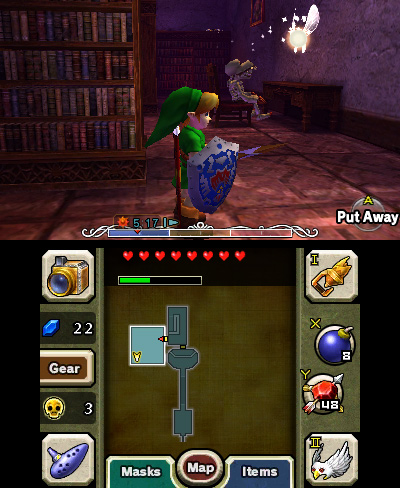 The Legend of Zelda: Majora's Mask 3D screenshot: stylized 3d, third-person, no outlines, soft gradient (environment, character)