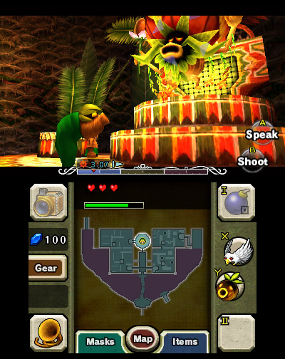 The Legend of Zelda: Majora's Mask 3D screenshot: stylized 3d, third-person, no outlines, soft gradient (environment, character)