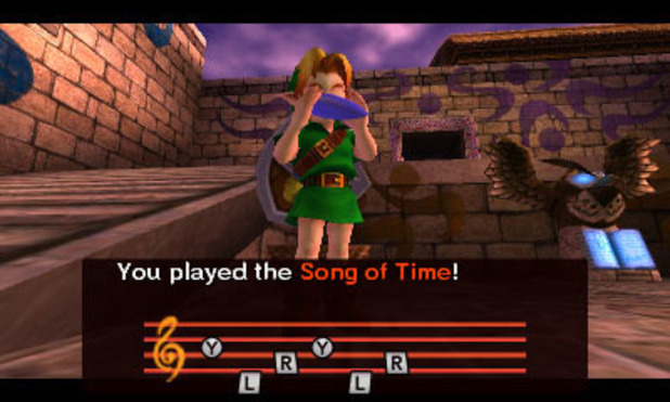 The Legend of Zelda: Majora's Mask 3D screenshot: stylized 3d, third-person, no outlines, soft gradient (environment, character, ui / menu)