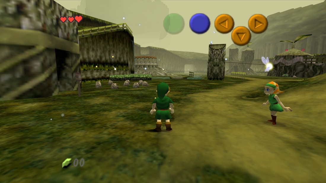 The Legend of Zelda: Ocarina of Time screenshot: low-poly, third-person, no outlines, soft gradient (environment)
