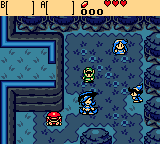 The Legend of Zelda: Oracle of Ages screenshot: pixel art, three-quarter, black outlines (environment, cutscene)