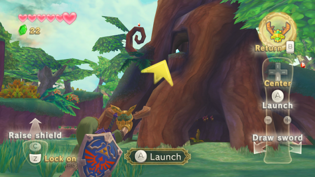 The Legend of Zelda: Skyward Sword screenshot: stylized 3d, painterly, third-person, no outlines, soft gradient (environment, character)
