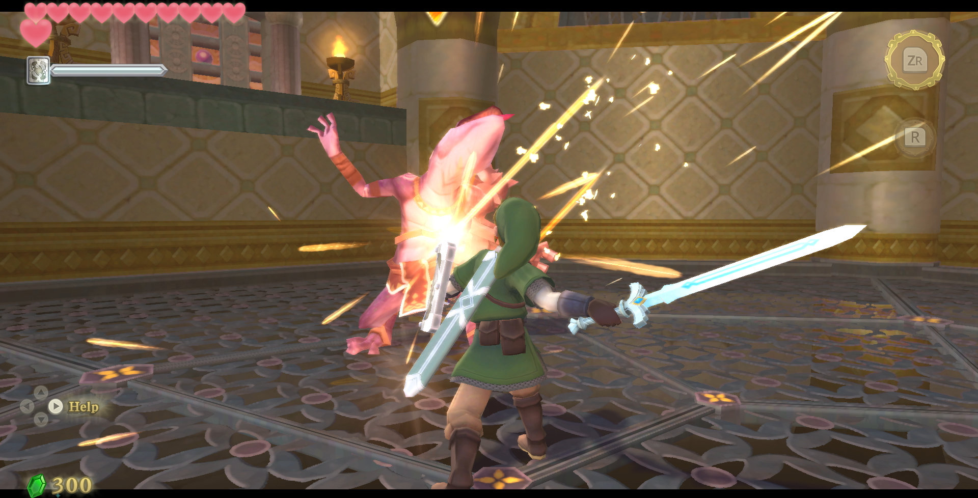 The Legend of Zelda: Skyward Sword HD screenshot: stylized 3d, painterly, third-person, no outlines, soft gradient (character, combat)