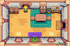 The Legend of Zelda: The Minish Cap screenshot: pixel art, three-quarter, colored outlines, baked lighting (environment)