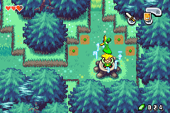 The Legend of Zelda: The Minish Cap screenshot: pixel art, three-quarter, colored outlines, baked lighting (environment)