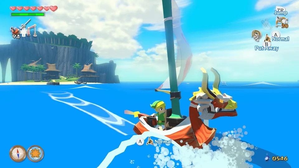 The Legend of Zelda: The Wind Waker screenshot: cel-shaded, third-person, no outlines, two-tone cel (environment)