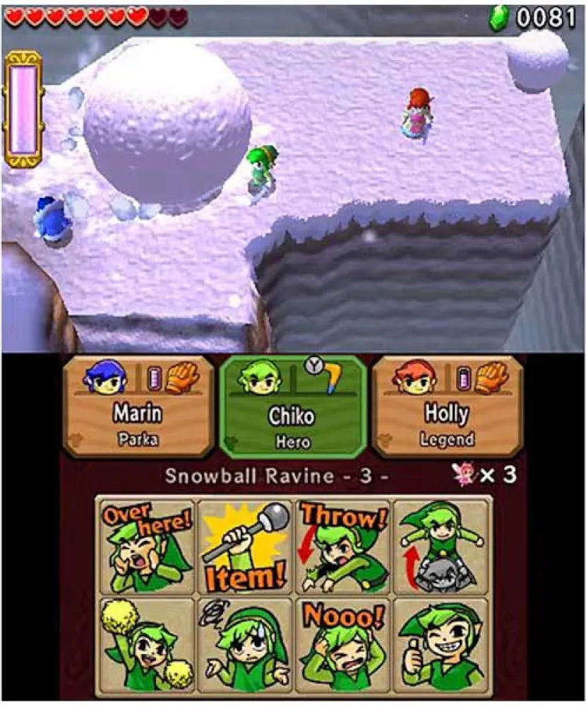 The Legend of Zelda: Tri Force Heroes screenshot: stylized 3d, three-quarter, no outlines, soft gradient (environment)