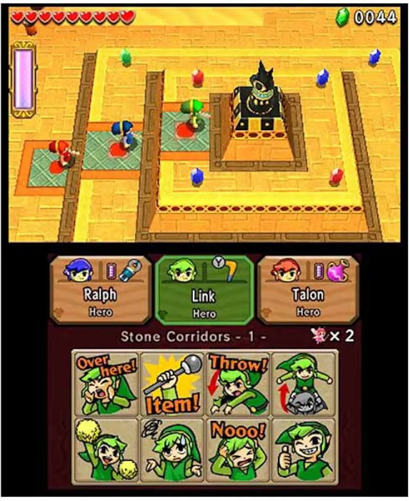 The Legend of Zelda: Tri Force Heroes screenshot: stylized 3d, three-quarter, no outlines, soft gradient (environment)