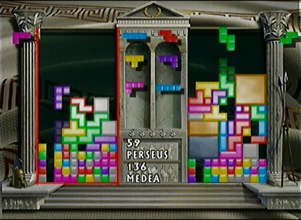 The New Tetris screenshot: pre-rendered, fixed camera, no outlines, soft gradient (ui / menu)