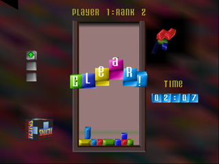 The Next Tetris screenshot: low-poly, fixed camera, no outlines, soft gradient (ui / menu)