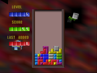 The Next Tetris screenshot: low-poly, fixed camera, no outlines, soft gradient (ui / menu)
