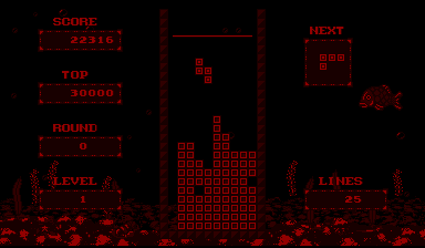 V-Tetris screenshot: pixel art, fixed camera, black outlines, flat / unlit (ui / menu)