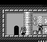 Wario Land II screenshot: pixel art, side-scrolling, black outlines, dithered shading (environment, character)