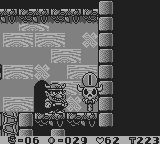 Wario Land: Super Mario Land 3 screenshot: pixel art, side-scrolling, black outlines, dithered shading (combat, character)