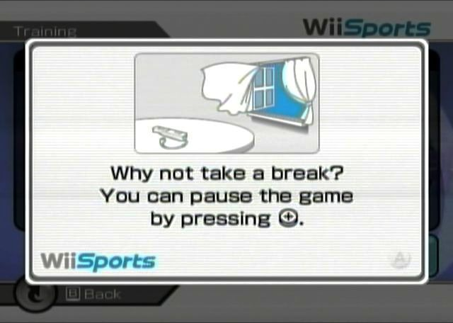 Wii Sports screenshot: stylized 3d, third-person, fixed camera, no outlines, soft gradient (ui / menu)