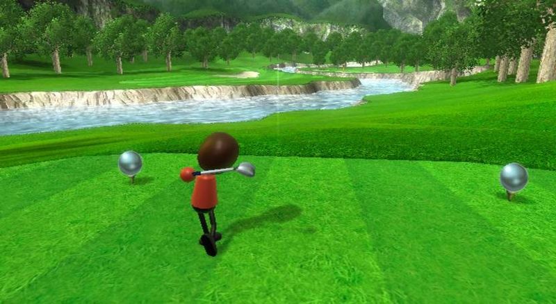 Wii Sports screenshot: stylized 3d, third-person, fixed camera, no outlines, soft gradient (environment, character)