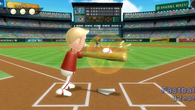 Wii Sports screenshot: stylized 3d, third-person, fixed camera, no outlines, soft gradient (environment, character)