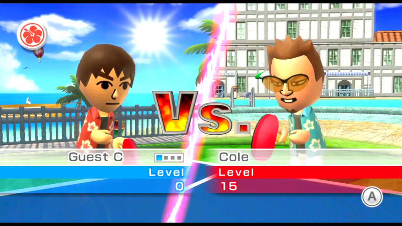 Wii Sports Resort screenshot: stylized 3d, third-person, fixed camera, no outlines, soft gradient (ui / menu, character)