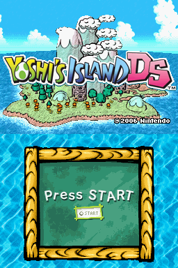 Yoshi's Island DS screenshot: pixel art, hand-drawn, side-scrolling, black outlines (ui / menu)
