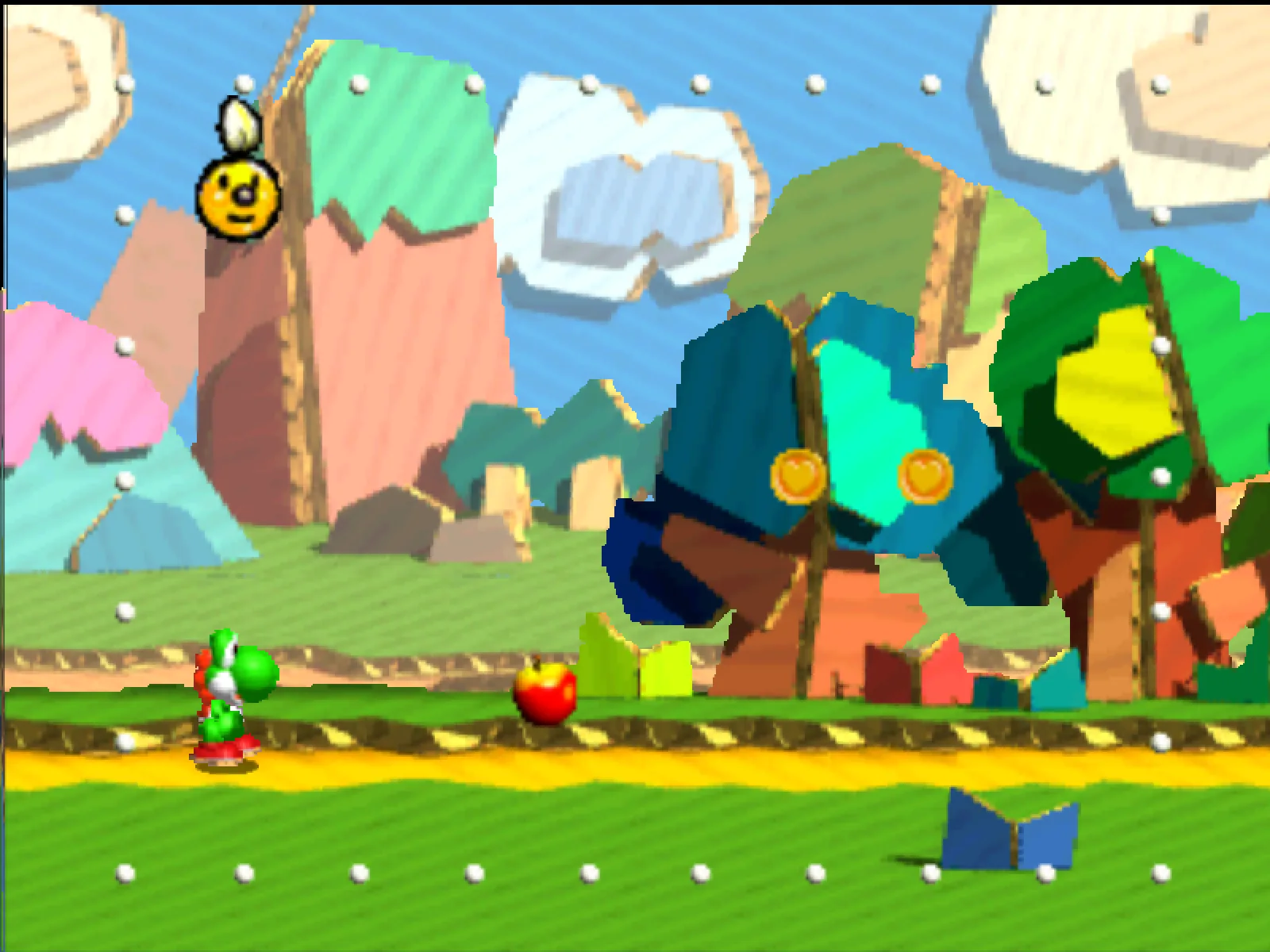 Yoshi's Story screenshot: pre-rendered, papercraft, side-scrolling, no outlines, soft gradient (environment)