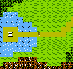 Zelda II: The Adventure of Link screenshot: pixel art, side-scrolling, top-down, flat / unlit (environment)