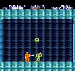 Zelda II: The Adventure of Link screenshot: pixel art, side-scrolling, top-down, flat / unlit (environment, combat)