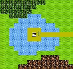 Zelda II: The Adventure of Link screenshot: pixel art, side-scrolling, top-down, flat / unlit (environment)
